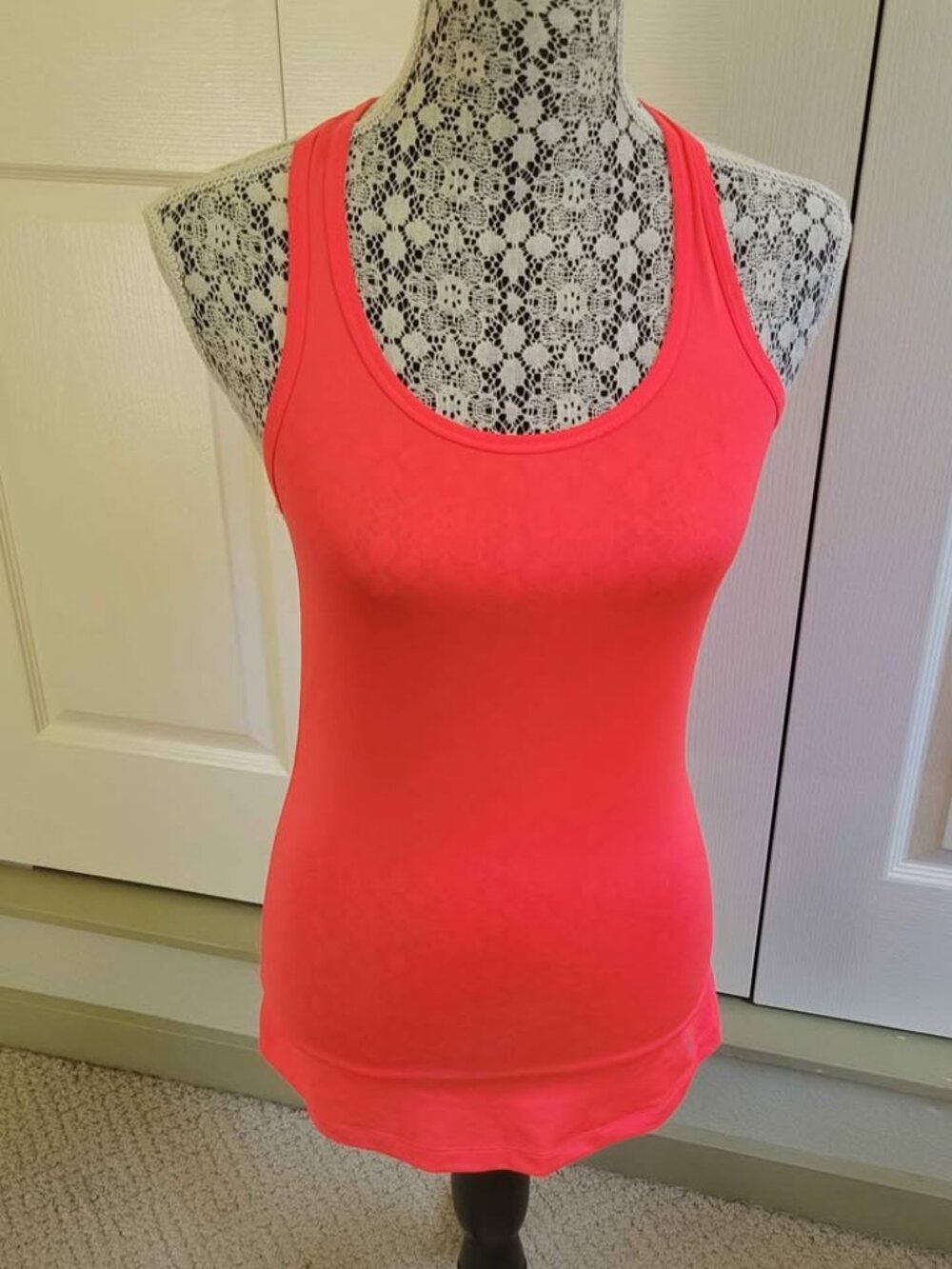 Nike Women's Orange Athletic Racerback Tank Top Dri-FIT Mesh Ventilation Panels